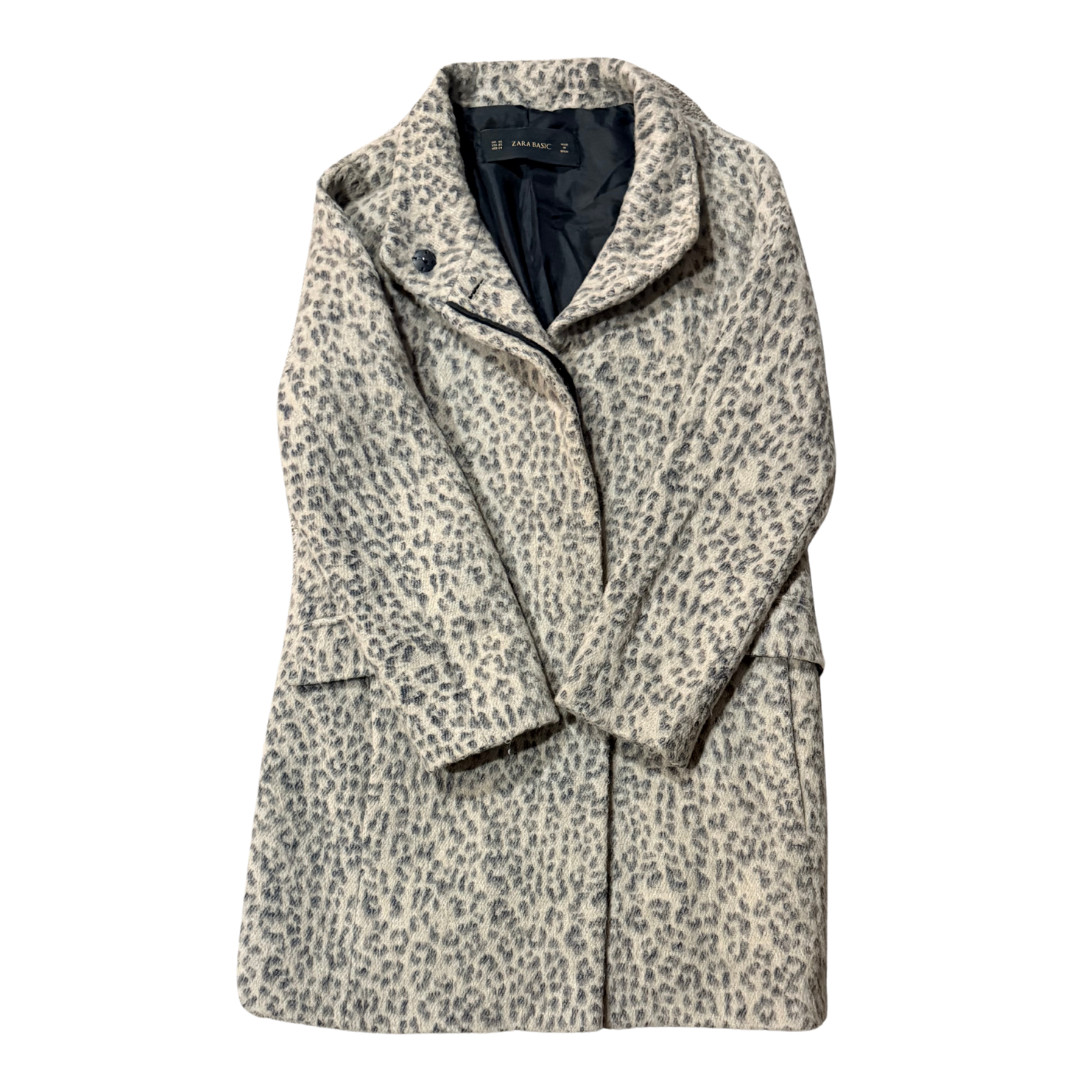 ZARA Basic Leopard Print Coat XS Gray Animal Prin… - image 1