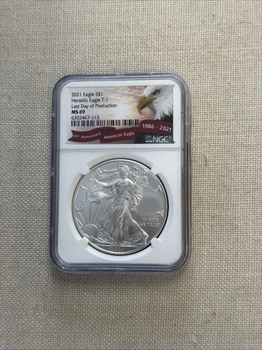 2021 $1 Type 1 American Silver Eagle NGC MS69 Brown Label