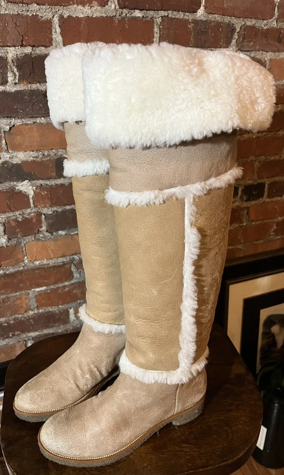 Botas Diane von Furstenberg Tamara piel de oveja OTK por encima de la rodilla LUJO 6.5 Foto 2 de 4