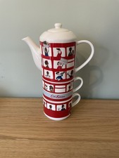 Cath Kidston London Icon British Theme Ceramic Tea For Two Set [Teapot & 2 Cups]