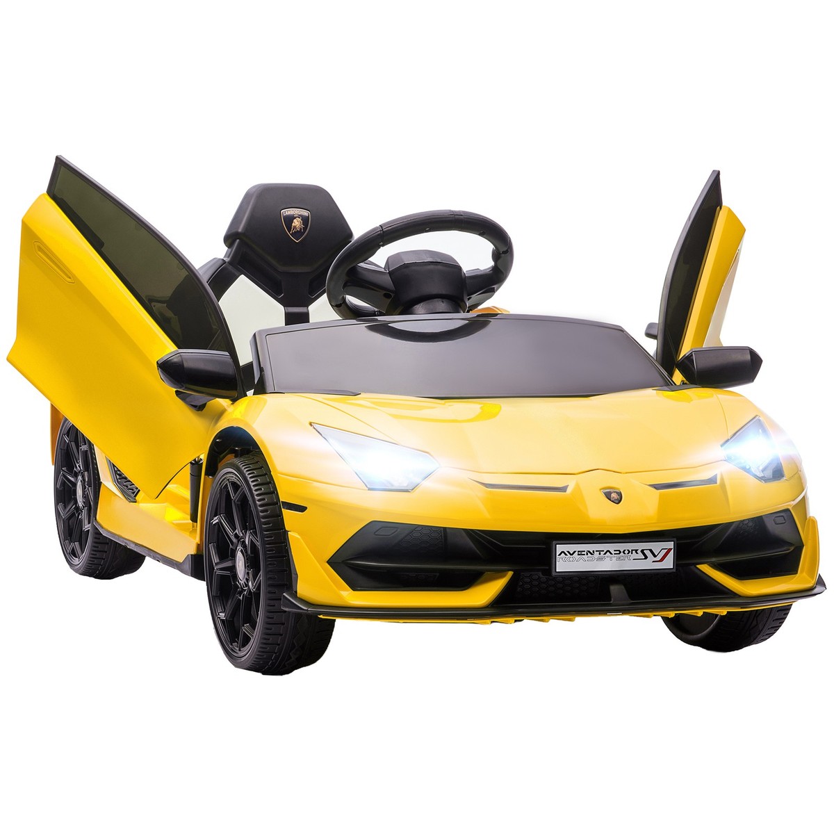 HOMCOM Lamborghini Aventador Licensed 12V Kids Electric Ride On Car Yellow