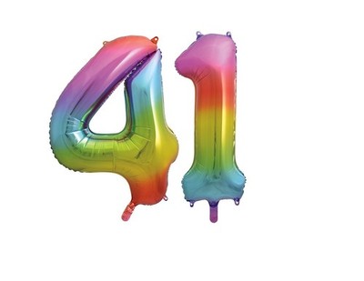 Number 41 Rainbow 34'' Balloon Birthday Party Decorations Supplies 41st Birthday