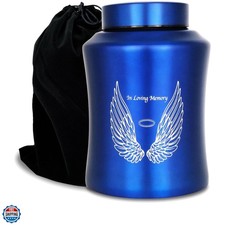 Up to 160 lbs Large Cremation Urns for Adult Human Ashes, Angel Wings in Lovi...