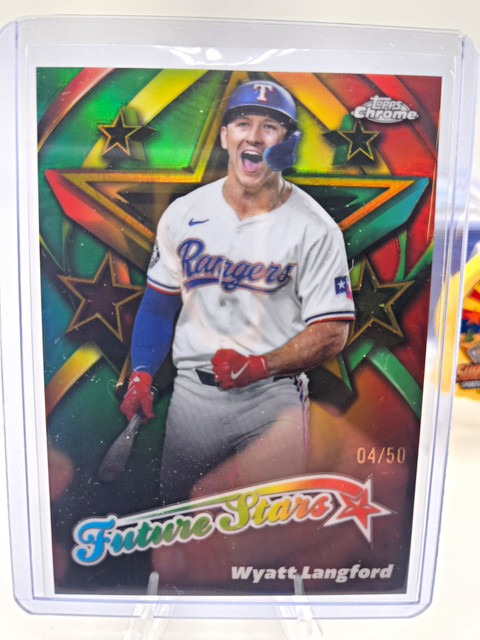 2025 Topps Chrome Future Stars Wyatt Langford Gold Refractor FS-13 04/50 Rangers