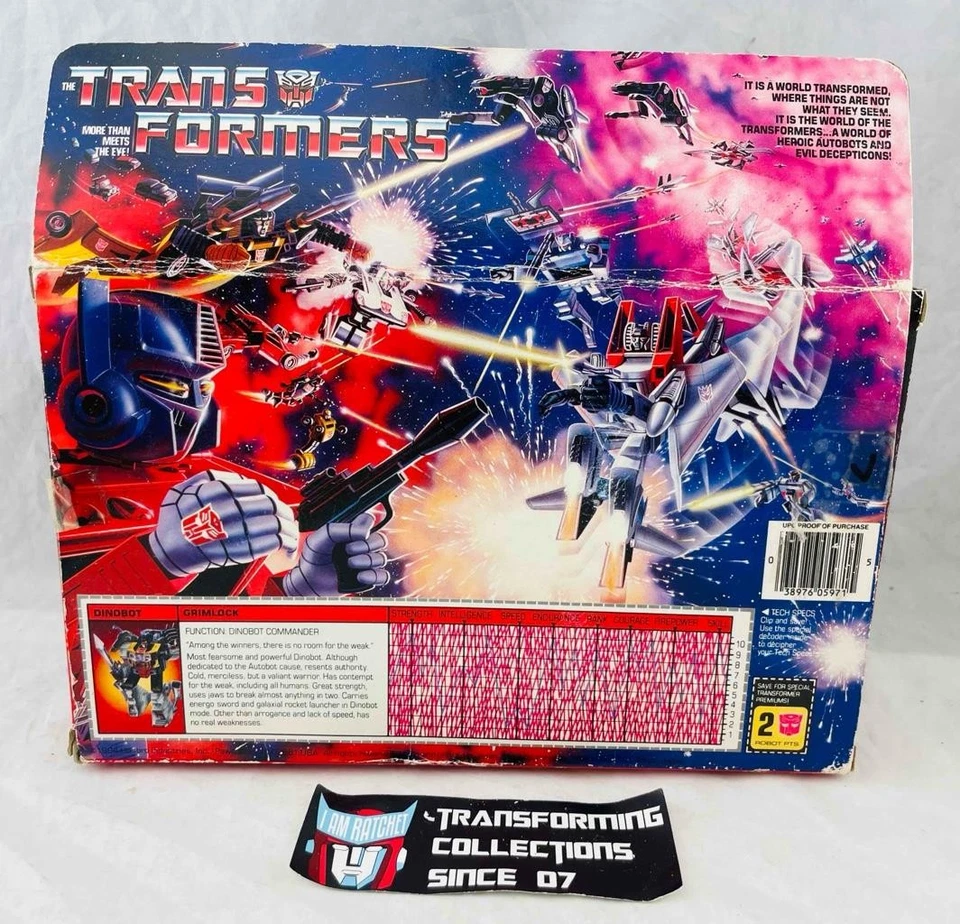Transformers Original G1 1984 Dinobot Grimlock Complete w/ TM Box - Image 4 of 4