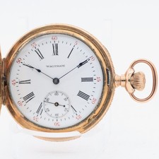 Antique 6s Waltham Fancy Star Pattern 15J Hunter Pocket Watch Seaside 10k GF