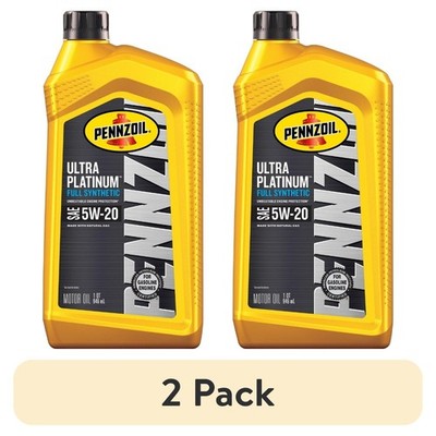 (2 pack) Pennzoil Ultra Platinum Full Synthetic 5W-20 Motor Oil, 1 Quart