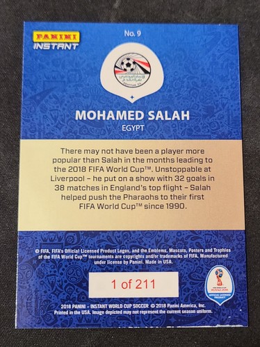 Panini Coppa del Mondo istantanea 2018 1/211 Mohamed Salah #9 - Foto 2 di 2