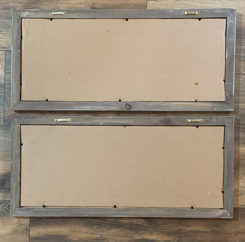 2 Holz gerahmt Wäscheeisen Bilder Drucke Bauernhaus Landdekor 22"" L x 10"" T - Bild 8 von 9