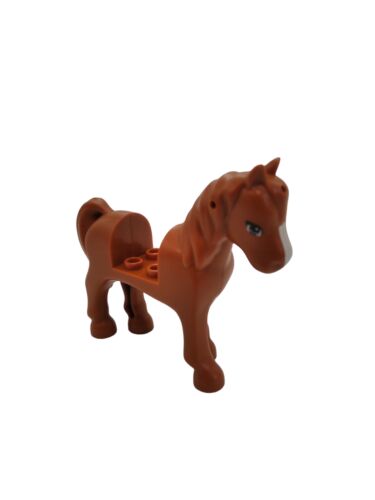 Lego Horse Dark Orange 2x2 Cutout Eyes White Blaze Pattern 93083c01pb01