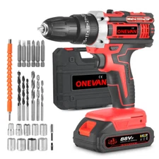 10mm Cordless Impact Driver Hammer Drill Kit with 2Battery & Charger Accessories