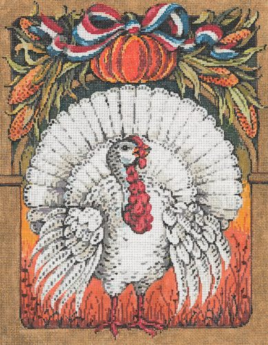Handpainted Needlepoint Sandra Gilmore Gobbler 9x12 - Picture 2 of 4