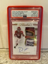 2022 Flawless DeVonta Smith Bowl Dual Patch Auto Gold #7/10 PSA 9/10 ( POP 1)