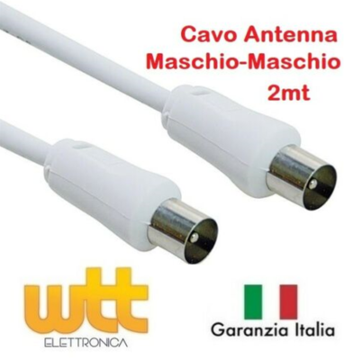 Nvs - Cavo Prolunga Antenna TV 1 Spina Maschio 1 Presa Femmina IEC 75 OHM 2 Mt - Foto 2