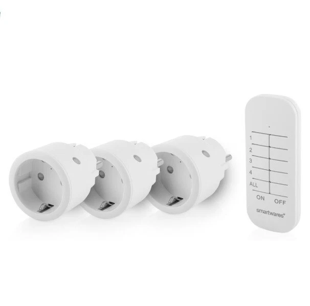 Smartwares 3 Funksteckdosen 1x Fernbedienung 2300W Reichweite 30m Funkschalter - Bild 2 von 3