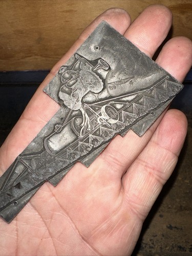 Print Block ( Old Tractor Pulling Implement ) Needs Wood Block!! Lead Face - Picture 7 of 17