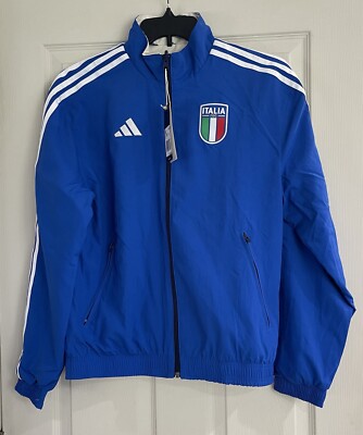 NWT Adidas Anthem Men’s Italy Track Jacket Size Small Reversible Blue  Marble