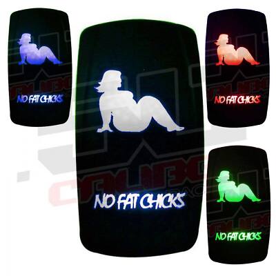 ''No Fat Chicks'' 20A 12V On/Off Rocker Switch Male Spade Terminal, Multiple Color