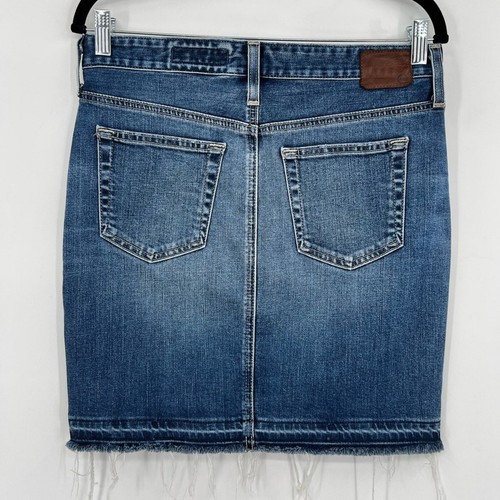 AG Adriano Goldschmied The Erin Pencil Skirt Jean Denim Raw Hem Fray Zip Blue 28 - Picture 5 of 15