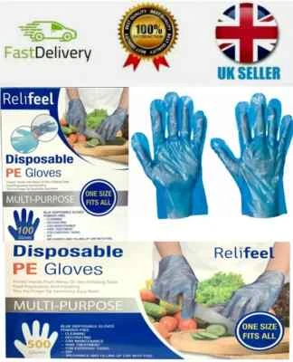 ASAB 200 Pack PE Disposable Gloves Blue Large Purpose Hand Kitchen Food Prep Cleaning