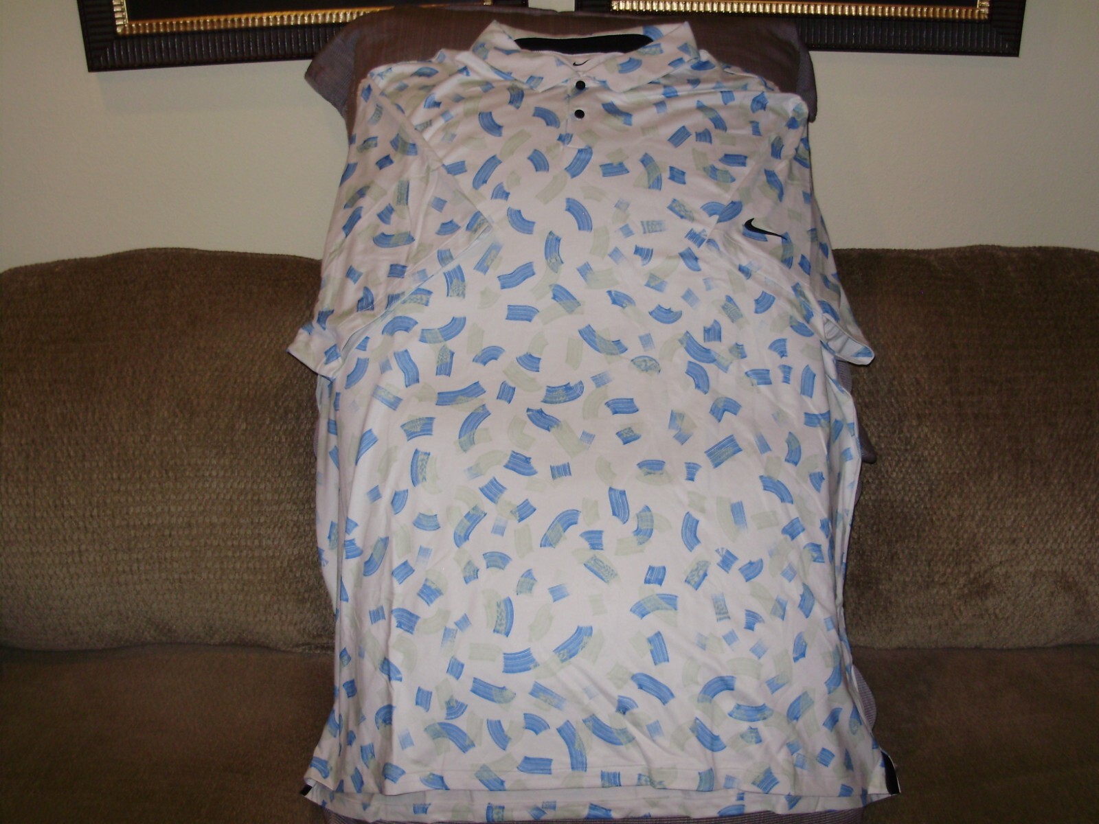 OFF WHITE X NIKE Nike Dri Fit FD5739 072 Tour Rake Line Off White Blu Polo Golf Shirt Uomo 4XL