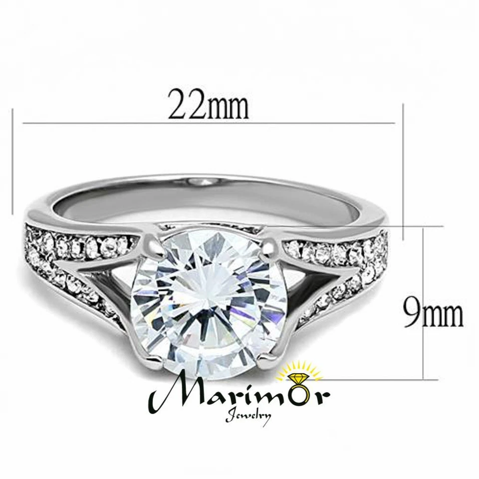 Women's 3.17 Ct Round Cut Zirconia Stainless Steel Engagement Ring Size 5-10 - Image 2 of 4