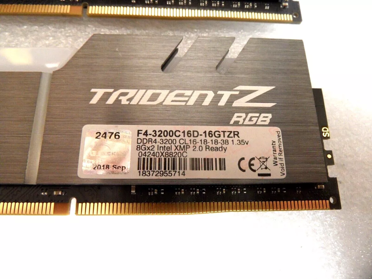 G.SKILL Trident Z RGB 16GB 2x8GB F4-3200C16D-16GTZR CL16-18-18-38 DDR4-3200 2133