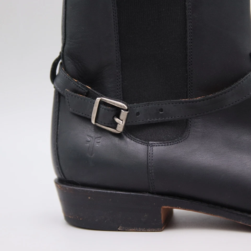 Frye 皮革切尔西靴 10M 码黑色皮革扣带踝靴 — 第 2/4 张图片