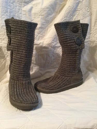 Womens UGG Boots Grey Size 3 Knit - 第 1/3 張圖片