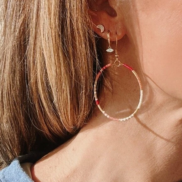 Pacote com 3! Pulseira e brincos pulseira de pedra preciosa amazonita E aros de contas - Imagem 3 de 4