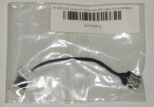 HP G56 G62 Compaq CQ56 CQ62 DC Jack and Cable DD0AX6PB000 - P/N: 602743-001