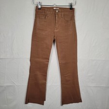 FRAME Le Crop Mini Boot Pants Womens 24 Brown Khaki Latte Raw Hem Capsule
