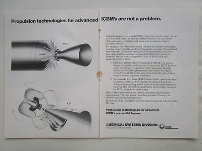 9/1977 PUB CHEMICAL SYSTEMS ICBM PROPULSION MISSILE BETT EEC ORIGINAL AD