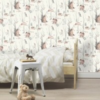 Rasch Vliestapete Hase BäR Eule BäUme Wald Weiß Grau Braun 300048 (3,49€/1Qm)