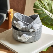 E&W Cotton Kids' Storage Basket, Cute Children Room Organisation, SET OF 3