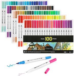 100 dual tip brush pens