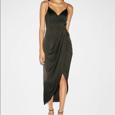 black satin wrap maxi dress