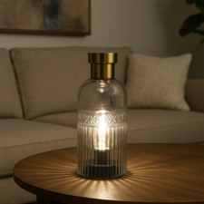Cello Forest Glass Lamp – Smoke Grey | Vintage-Inspired LED Battery Lamp