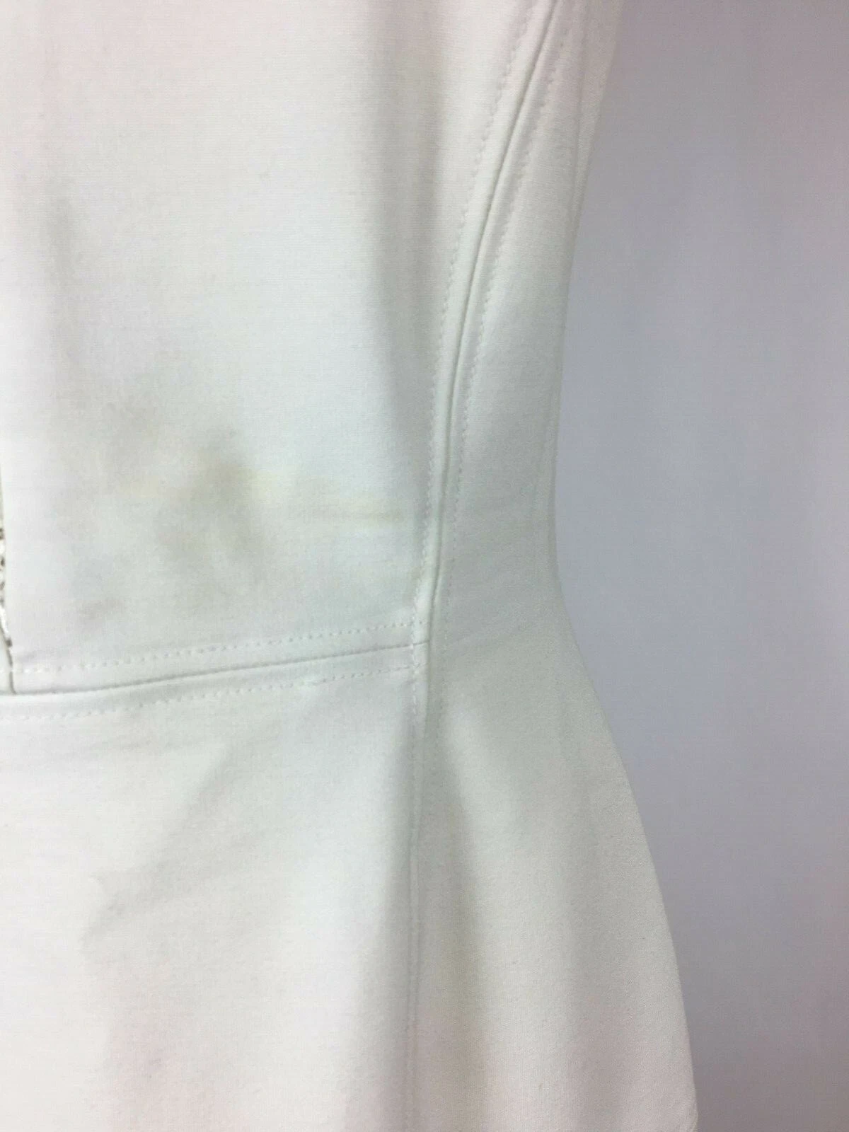 OFF WHITE REBECCA TAYLOR Vestibilità e Svasato Abito bianco bianco sporco con rifiniture in pizzo 6