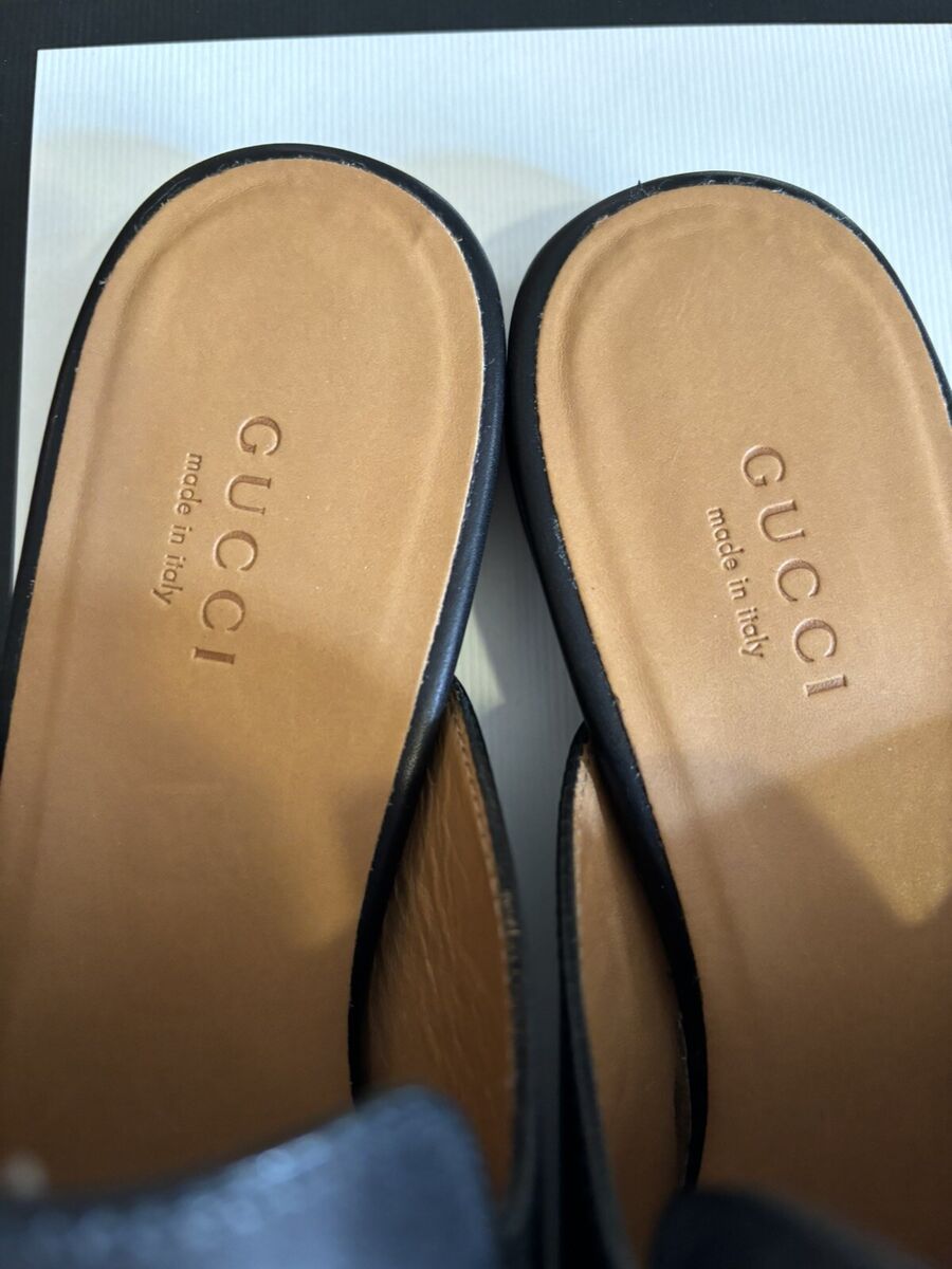 Gucci 423513 Women's Princetown w/Horsebit Black Leather Gucci 423513 Women's Princetown w/Horsebit Black Leather
