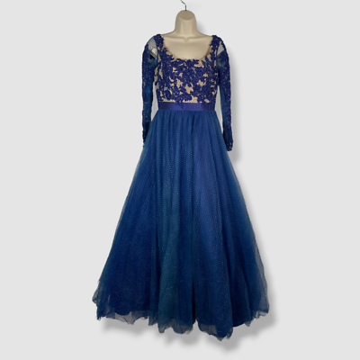 mac duggal womens lace embellished evening dress Shimmer formal dress | Unique evening gowns dresses main image 1