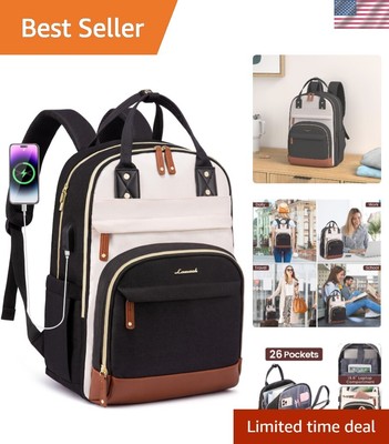 Women s Functional College Backpack - Fits 15.6'' Laptop with USB Charging Port