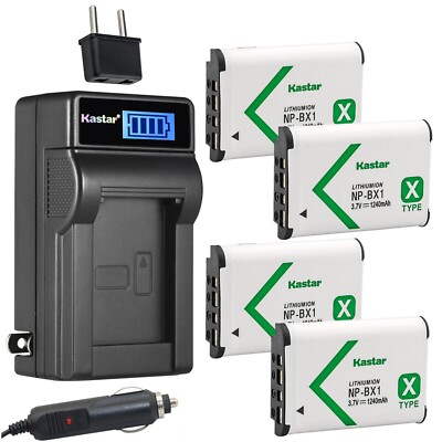 Travel Charger & 4 battery for DSC-HX80 HX90 HX90V HX99 RX1 RX1R RX1R II RX100