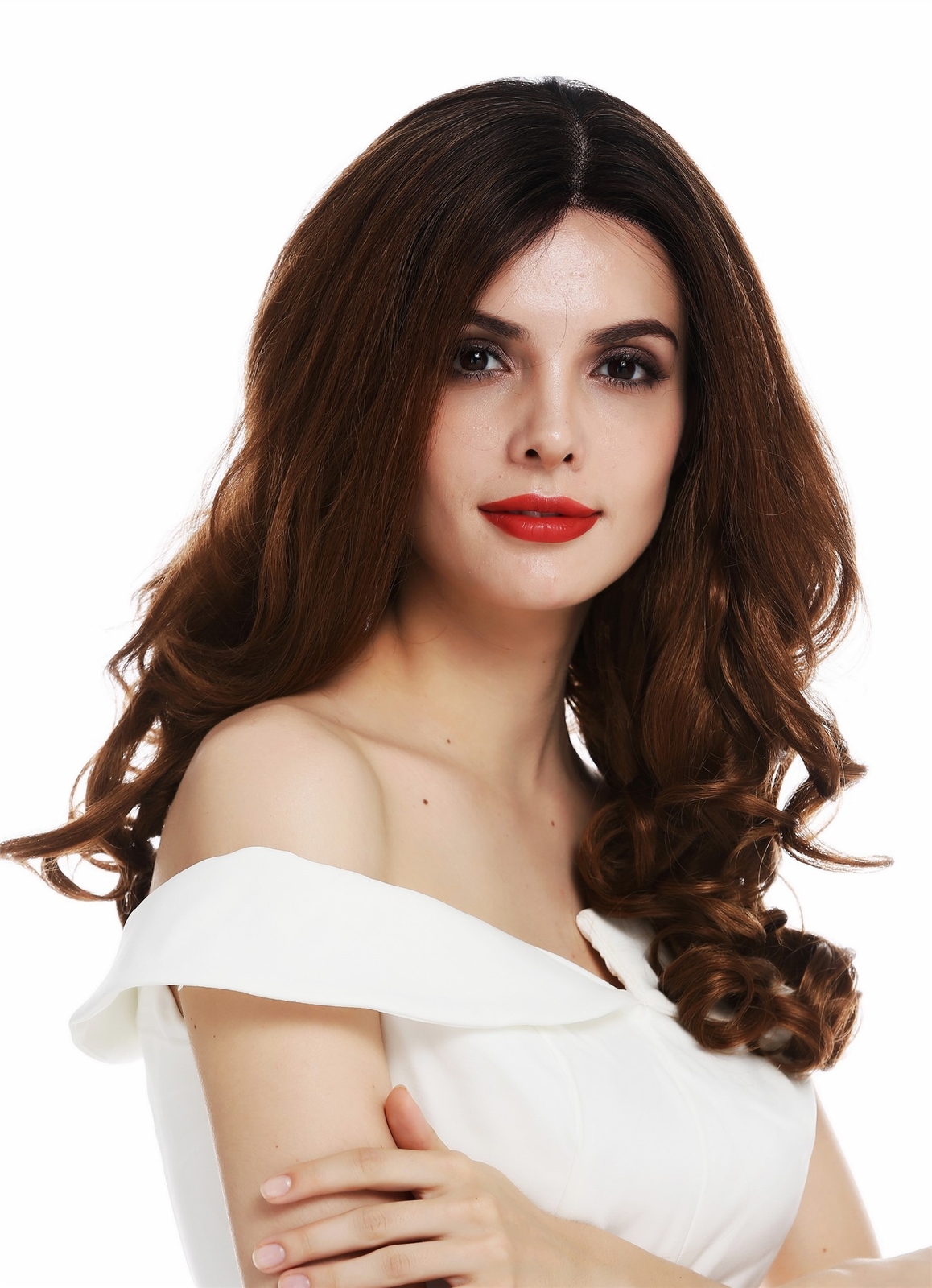 Wig Women Lacefront Mono Long Voluminous Curls Balayage Brown Copper Blonde