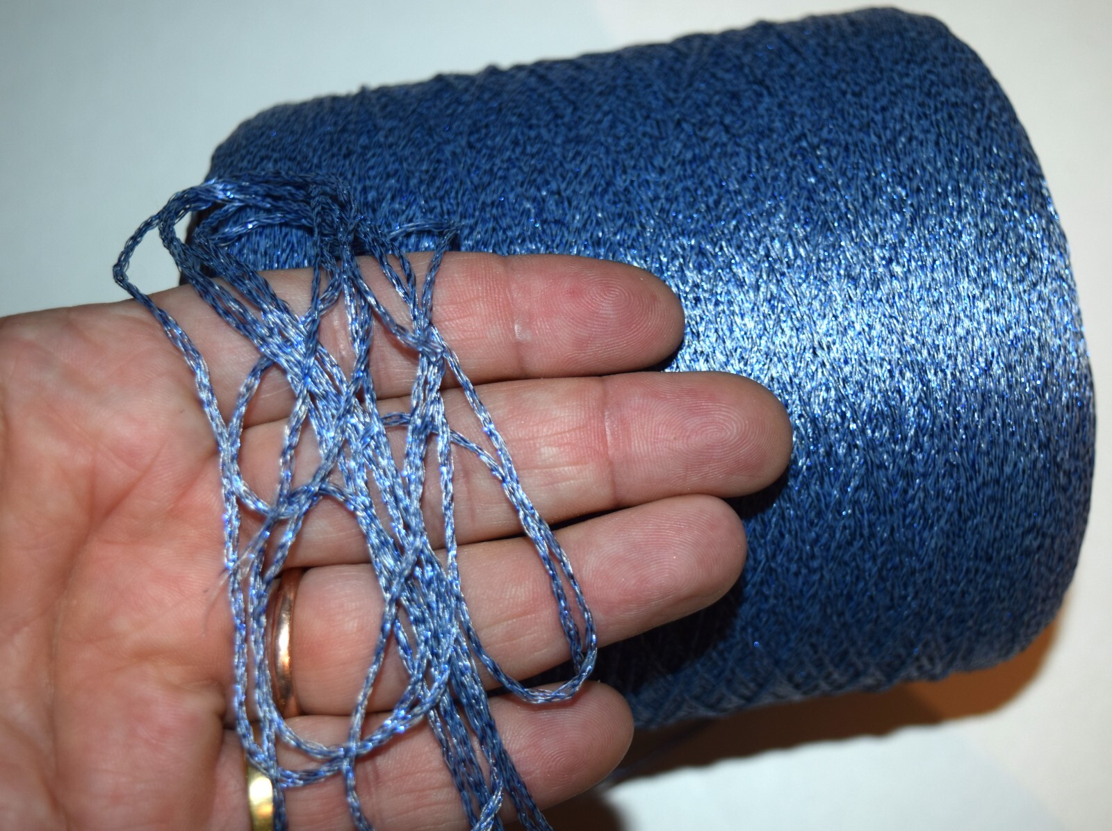 Blue 1.5mm Zari Lurex rope yarn, metallic thread Unique yarn 50 yards ...