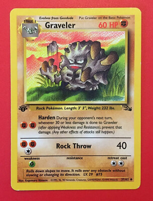 1995 graveler pokemon card Vintage Uncommon - Graveler Fossil Non-Holo Pokemon Card 37/62 main image 1