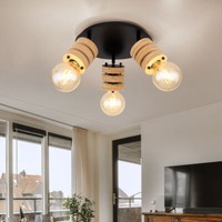 Deckenlampe Deckenleuchte Spotleuchte Spots Beweglich 3 Flammig Metall Holz E27