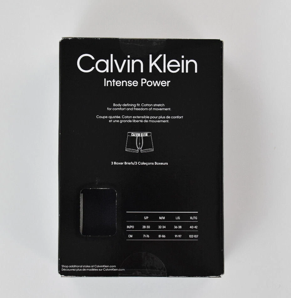 Paquete de 3 calzoncillos boxer de algodón intenso Calvin Klein para hombre NB2597 XS Foto 2 de 4