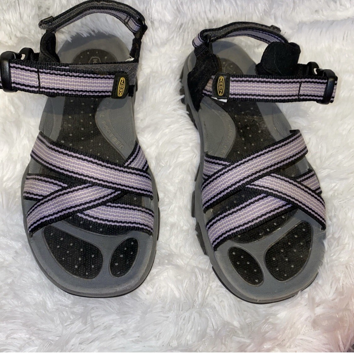 Sandali Keen carini viola lavanda a righe cinturino sportivi da passeggio scarpe 7