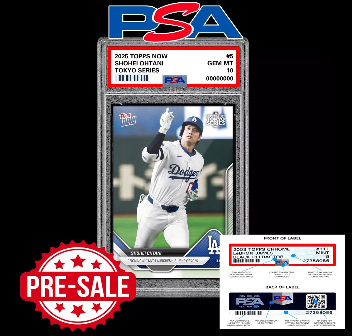 大谷翔平 2025MLB Topps Now #338 PSA10 OHTANI PSA 10 Shohei Ohtani Tokyo Series MLB Japan 2025 Topps NOW Card #5
